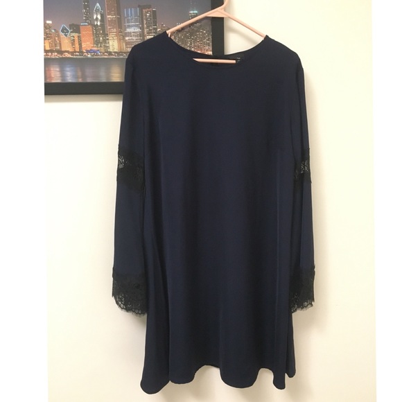 Mossimo Navy Blue Bell Sleeved Dress - Picture 2 of 10